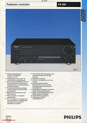 Philips FA880 Amplifier product information 1988 Dutch PDF - Philips