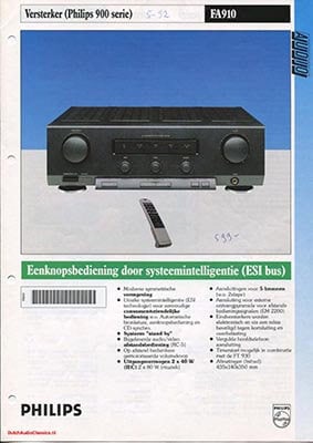 Philips FA910 Amplifier product information 1992 Dutch PDF - Philips