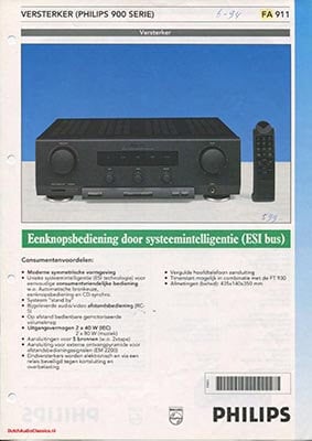 Philips FA911 Amplifier product information 1994 Dutch PDF - Philips