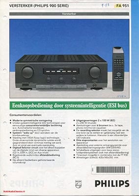 Philips FA951 Amplifier product information 1993 Dutch PDF - Philips