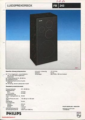 Philips FB243 Speaker product information 1984 Dutch PDF - Philips
