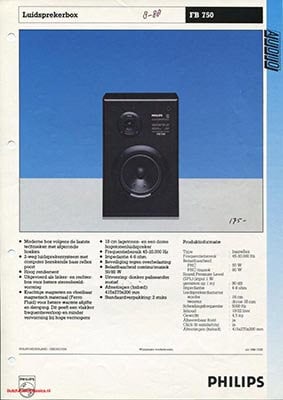 Philips FB750 Speaker product information 1988 Dutch PDF - Philips