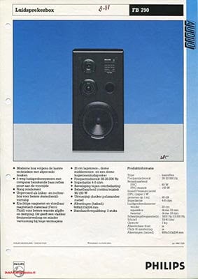 Philips FB790 Speaker product information 1988 Dutch PDF - Philips