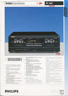 Philips FC660 cassettedeck 1990 product information PDF - Philips