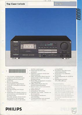 Philips FC870 cassettedeck 1989 product information PDF - Philips