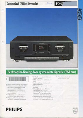 Philips FC910 cassettedeck 1992 product information PDF - Philips