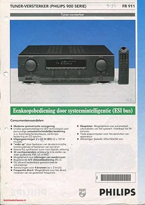 Philips FR911 Receiver product information 1992 Dutch PDF - Philips