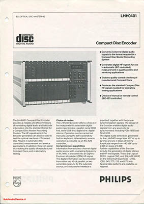Philips LHH0401 Compact Disc Encoder 1980 English product information PDF - Philips
