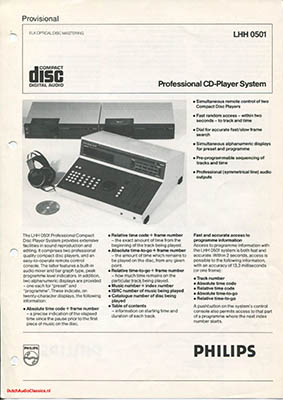 Philips LHH0501 Professional CD-Player System 1980 English Technical brochure PDF - Philips